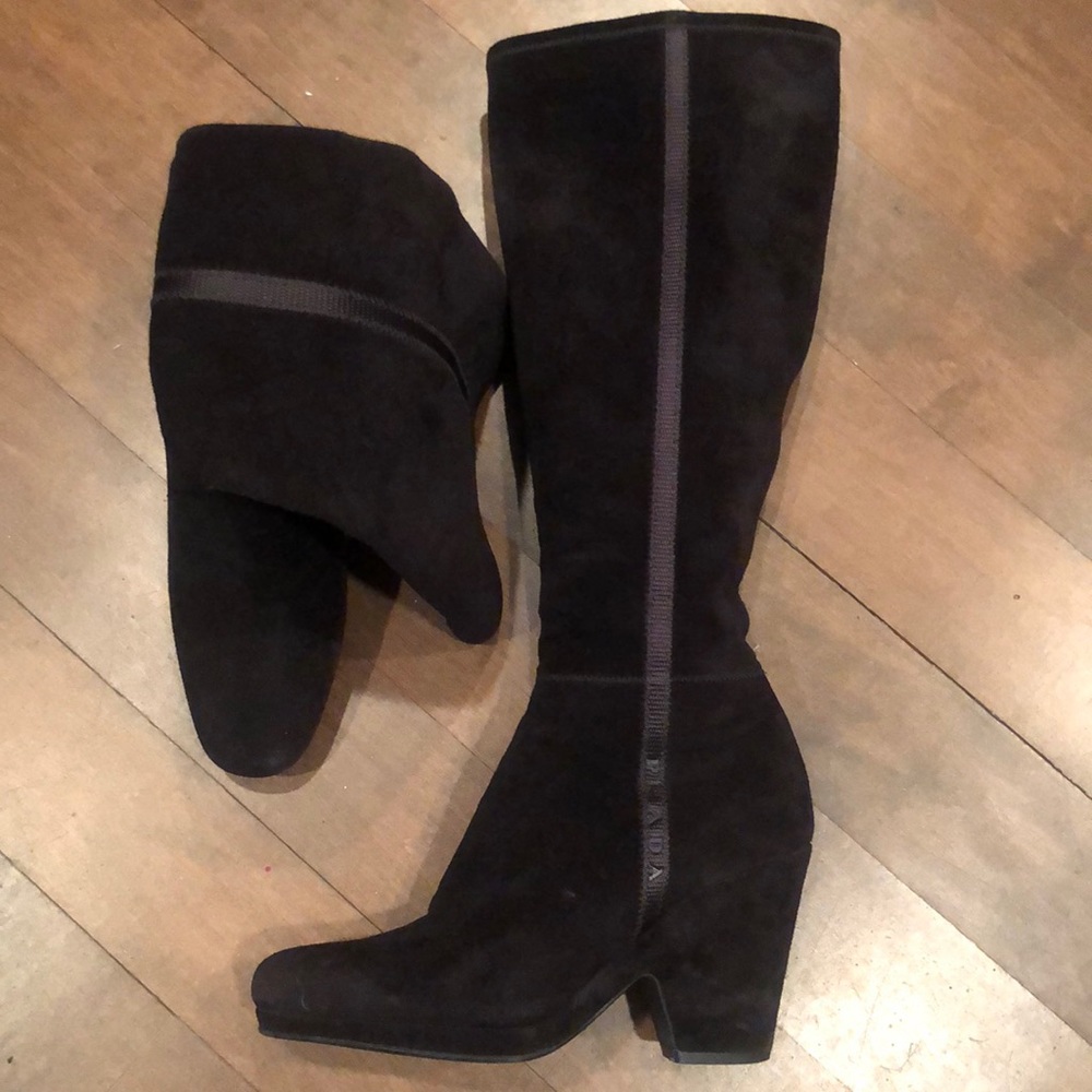Prada kick in heel / small plateau /nubuck/ high boot